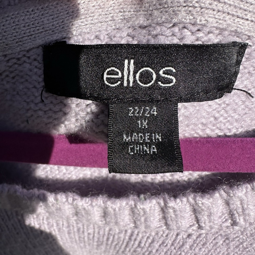 ELLOS Heart Sweater Women's Plus 1X 22/24 Lavender Crew Neck Warm Whimsy Sparkle - Picture 11 of 11